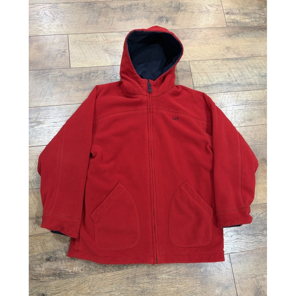 Vintage‎ GAP Reversible Workwear Jacket Fleece Lined Medium Navy Blue Red 2003 - Picture 2 of 11